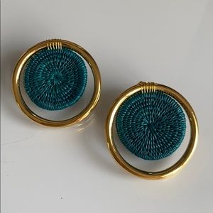 GOLD AND WOVEN HOOP EARRINGS
